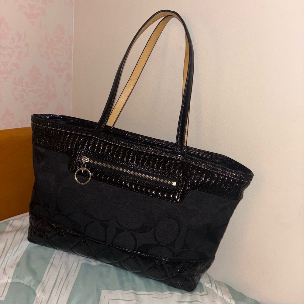 Coach Black and Tan Tote Bag